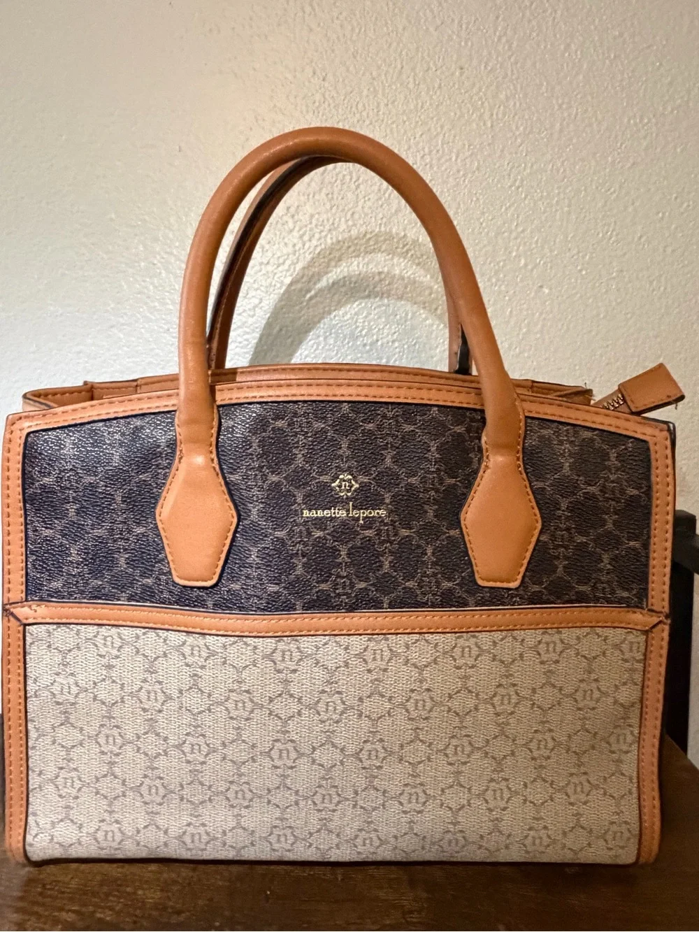 Nanette Lepore Two-Tone Brown and Tan Satchel